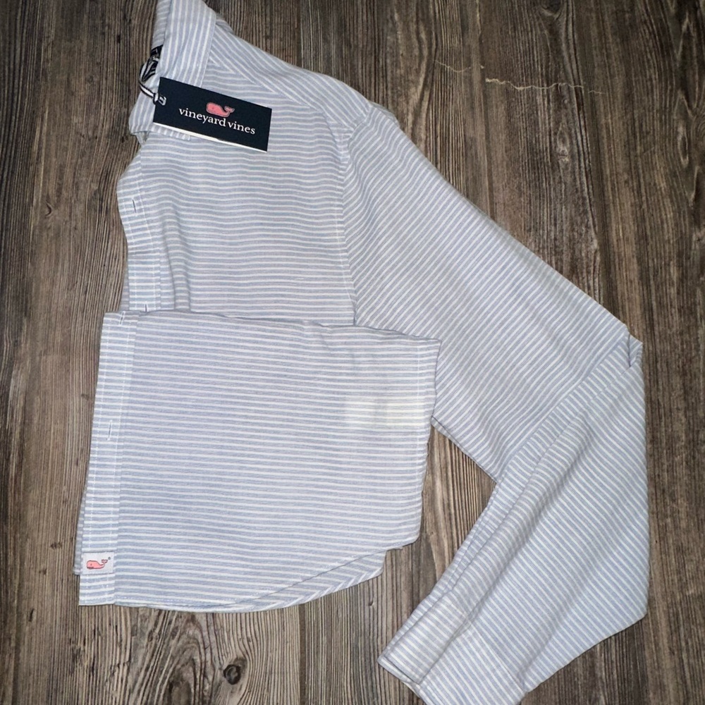 Vineyard Vines Slim Fit Cooper Blue And White Striped Shirt Button Down Medium